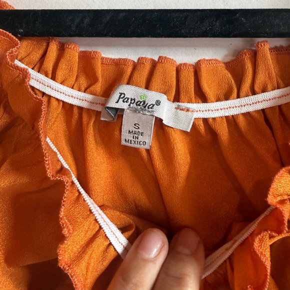 Orange Ruffled Women's Top - Picture 2 of 3